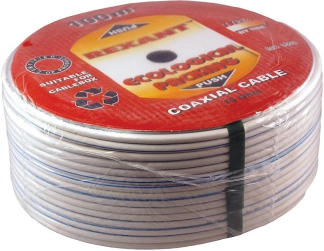 Кабель REXANT DG 113 Cu/Al/Cu (1,13мм/64х0,12мм) 100м, белый 01-2471 - изображение 2