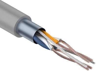 Кабель REXANT F/UTP, CAT 5e, PVC 2х2х(0,16х7)мм, внутр., многожильный, серый 01-0125