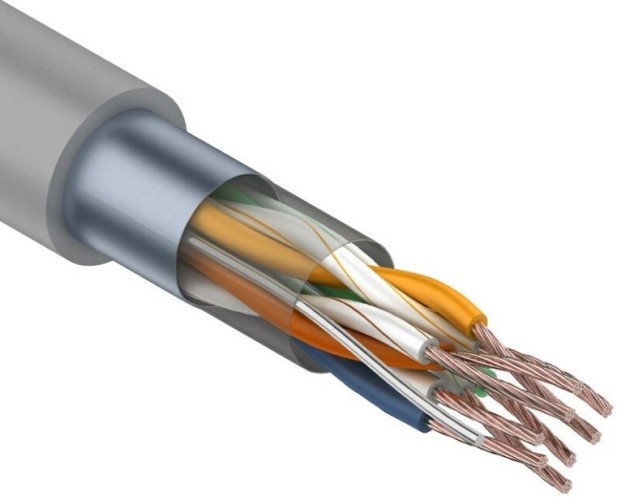 Кабель REXANT F/UTP, CAT 5e, PVC 4х2x(0,16х7)мм, внутр., многожильный, серый 01-0145