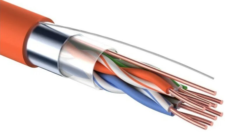 Кабель REXANT F/UTP, CAT 5e, ZH нг(A)-HF (LSZH) 4x2x0,50мм, 24AWG внутр. оранж 01-0150