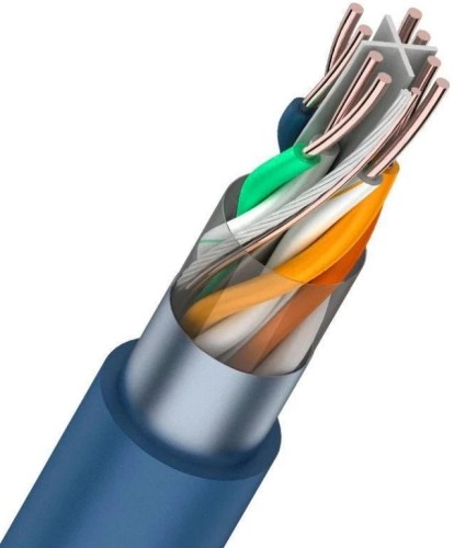 Кабель REXANT F/UTP, CAT 6, PVC 4x2x0,57мм, 23AWG, внутренний, синий 01-0147