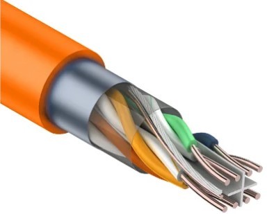 Кабель REXANT F/UTP, CAT 6, ZH нг(A)-HF (LSZH) 4x2x0,57мм, 23AWG внутр. оранж. 01-0151