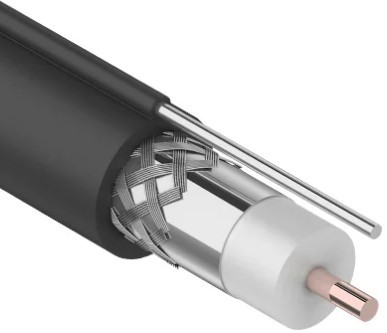 Кабель REXANT RG-11U (75 Oм), CCS/Al/Al (1,63/Al/96х0,12мм) 83% + трос  01-3021