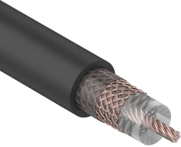 Кабель REXANT RG-213 (50 Oм) Cu/Cu (7х0,70/128х0,15мм) 96% черный, 100м 01-2041