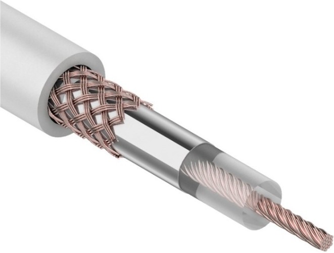 Кабель REXANT RG-58 A/U (50 Oм) Cu/Al/Cu (19х0,12/48х0,10мм) 64% белый, 100м 01-2001