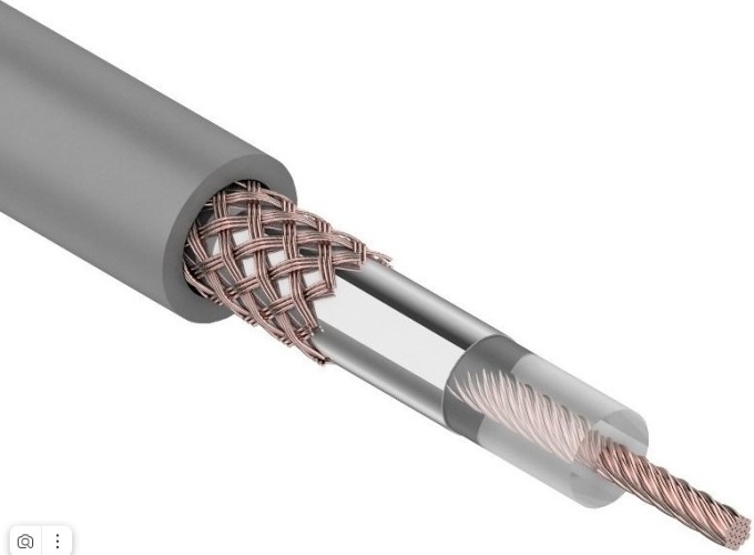 Кабель REXANT RG-58 A/U (50 Oм) Cu/Al/Cu (19х0,12/48х0,10мм) 64% серый, 100м 01-2002