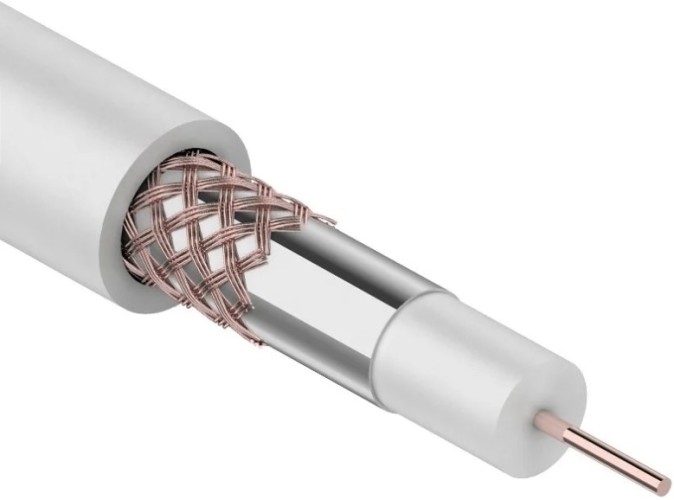 Кабель REXANT RG-59U (75 Oм) Cu/Al/Cu (0,58/Al/48х0,12мм) 64%, 100м, бе 01-2641