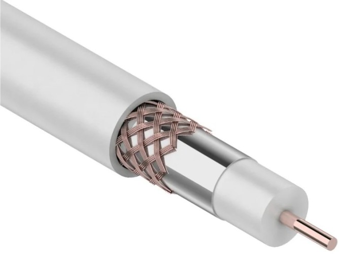 Кабель REXANT RG-6U (75 Oм) Cu/Al/Cu (1,0/Al/64х0,12мм) 75%, бух. 100м 01-2223