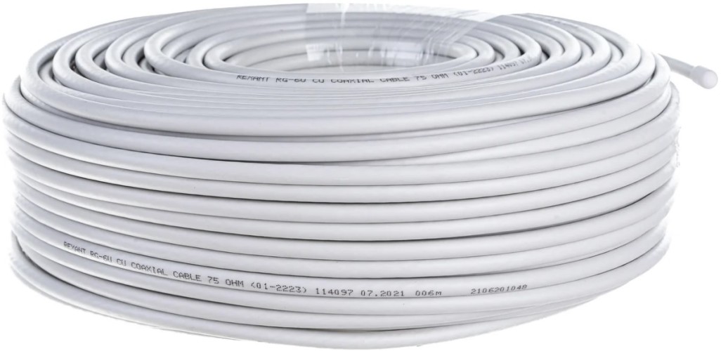 Кабель REXANT RG-6U (75 Oм) Cu/Al/Cu (1,0/Al/64х0,12мм) 75%, бух. 100м 01-2223 - изображение 3