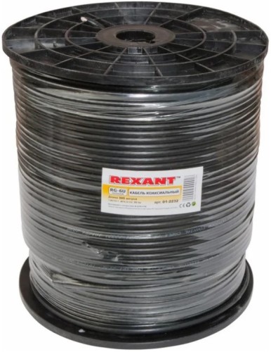 Кабель REXANT RG-6U (75 Oм) Cu/Al/Cu (1,0/Al/48х0,12мм) 64%, бух. 305м 01-2232 - изображение 2