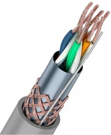 Кабель REXANT SF/UTP, CAT 5e, PVC 4х2x(0,16х7)мм, внутр. многожильный, серый 01-0343