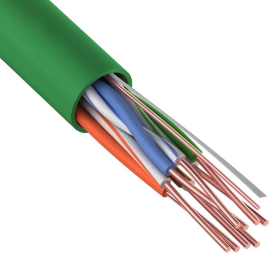 Кабель REXANT U/UTP, CAT 5e нг(A)-LSLTx 4х2х0,52мм, 24AWG внутр. зеленый, 305м 01-0061