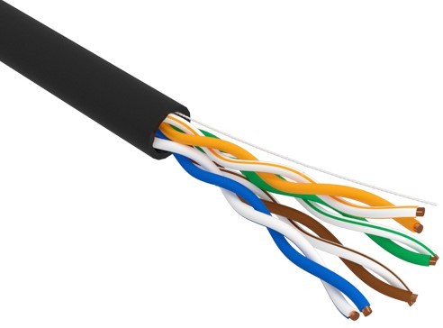 Кабель REXANT U/UTP, CAT 5e, PE 4х2х0,50мм, 24AWG внешний, черный 01-0045-R
