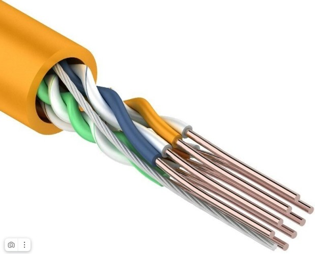 Кабель REXANT U/UTP, CAT 5e, ZH нг(A)-HF (LSZH), 4х2х0,50мм, 24AWG внутр. оранж 01-0049
