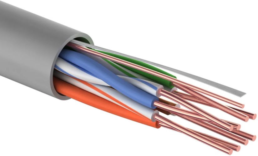 Кабель REXANT U/UTP, CAT 5e, ZH нг(A)-HF (LSZH), 4х2х0,48мм, 24AWG внутр. серый 01-0059