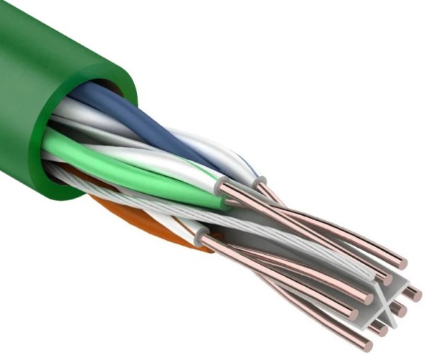 Кабель REXANT U/UTP, CAT 6 нг(A)-LSLTx 4х2х0,575мм, 23AWG внутренний, зеленый 01-0071