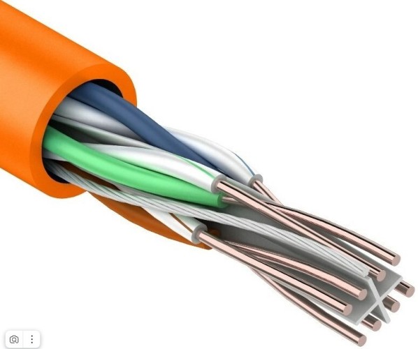 Кабель REXANT U/UTP, CAT 6, ZH нг(A)-HF (LSZH), 4х2х0,57мм, 23AWG внутр. оранж 01-0050