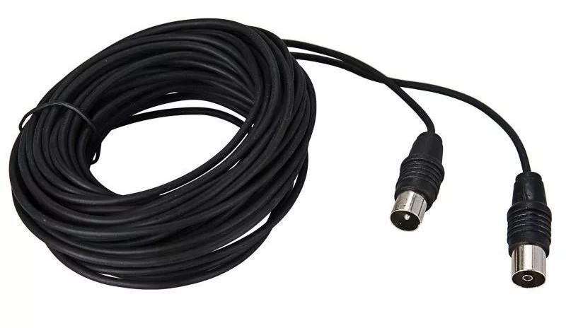 Кабель ВЧ REXANT 17-5014 ТВ гнездо-ТВ штекер, 5м, чeрный, тонкий