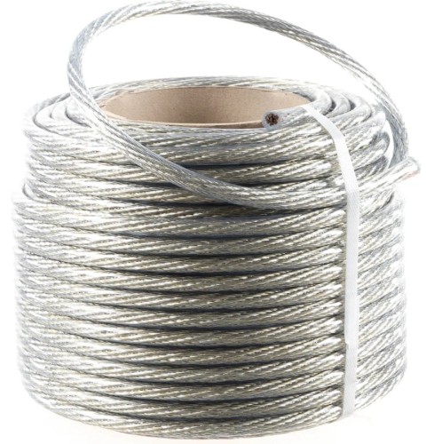 Канат стальной в ПВХ оплетке REXANT 09-5300 d=10,0мм, прозрачный (катушка 50м)