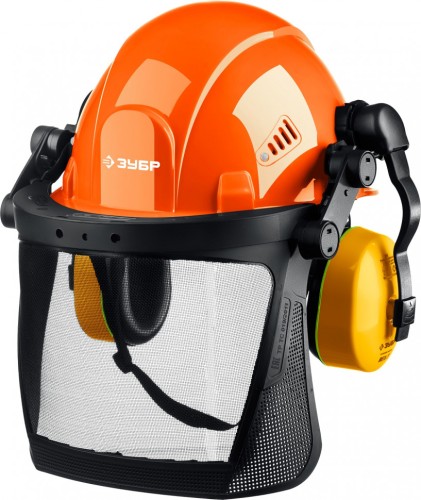 Каска ЗУБР ТРИАДА в комплекте с наушниками snr=27дб и защитным экран 11099