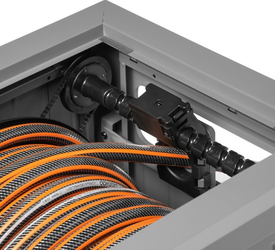 Катушка для шланга DAEWOO DWR 6145 металлическая + шланг 45м и набор для полива - изображение 5