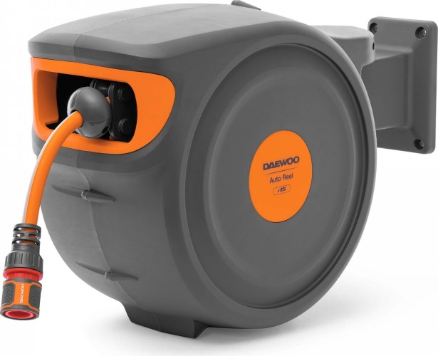 Катушка со шлангом DAEWOO DWR 3015 Auto Reel x15 с пистолетом и коннекторами