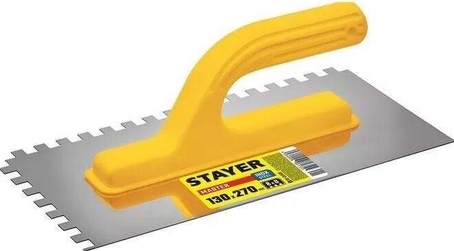 Кельма STAYER MASTER 130х27 0мм, 8х8 мм, гладилка штукатурная зубчатая  08012-08_z01