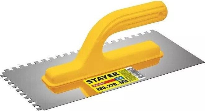 Кельма STAYER MASTER 130х270 мм, 6х6 мм, гладилка штукатурная зубчатая  08012-06_z01