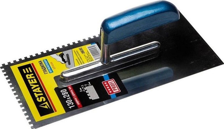 Кельма STAYER Profi 130х280 мм, 8х8 мм, гладилка штукатурная зубчатая  0802-08