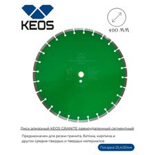 Диск алмазный KEOS GRANITE равноудаленный сегментный (гранит\бетон) 400мм/25.4/20 - изображение 6