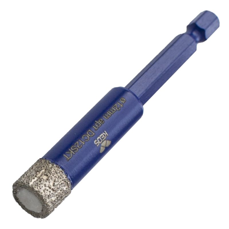 Коронка алмазная по керамограниту KEOS PRO с воском 12 мм 1/4"HEX