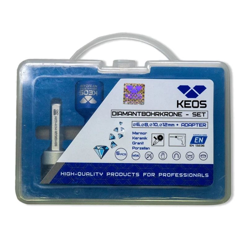Набор коронок по керамограниту KEOS PRO 6-12мм M14 с воском с переходником (DCK612M14) - изображение 5