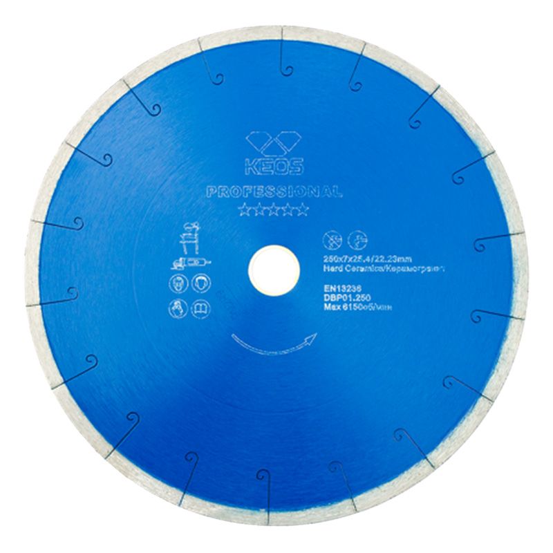 Диск алмазный сплошной по керамограниту KEOS Professional 250x25,4x22,23