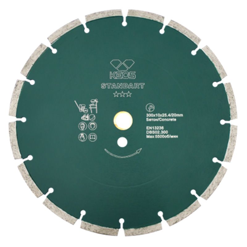 Диск алмазный сегментный (бетон) KEOS Standart 300x25,4x20 мм (лазерная сварка)