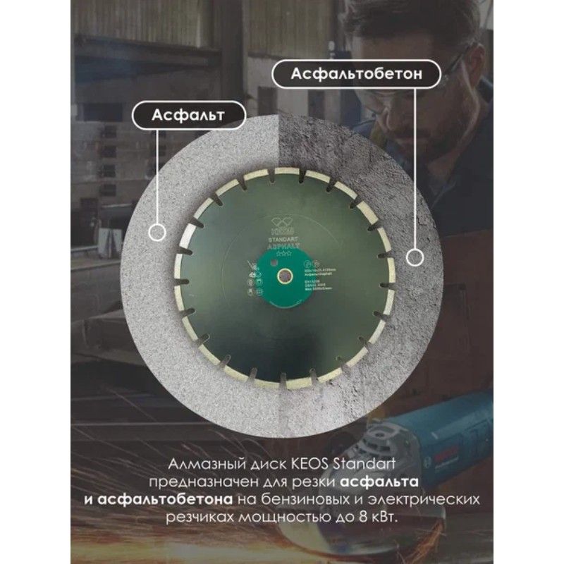 Диск алмазный по асфальту KEOS Standart 350x25,4/20 мм (лазерная сварка) - изображение 3