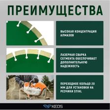 Алмазный диск по железобетону KEOS Standart 350x25,4x20 15мм (лазерная сварка) - изображение 11