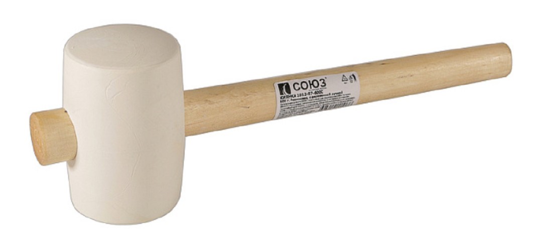 Киянка СОЮЗ 1012-07-600С 600гр, распорная деревян. рукоятка d65 мм, бел. ре