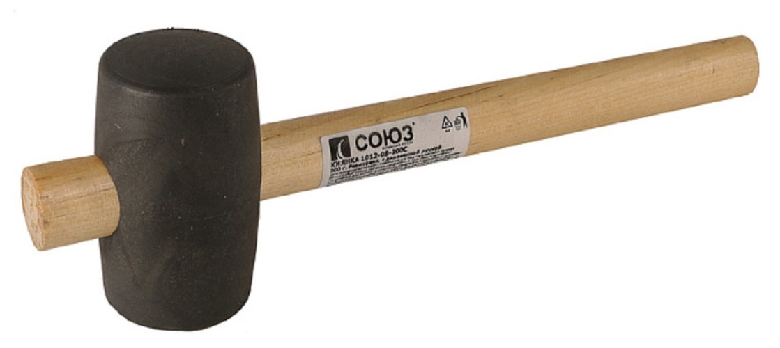 Киянка СОЮЗ 1012-08-300С 300гр, распорная деревян. рукоятка d50 мм, чер рез