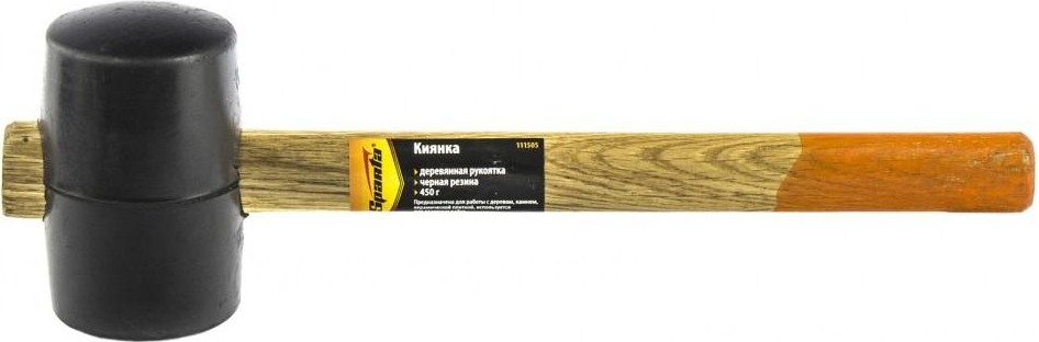Киянка Sparta 450 г резиновая, , черная резина, деревянная рукоят 111505