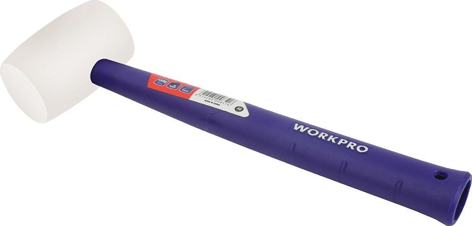 Киянка WORKPRO WP241040 450гр. резиновая с пластиковой рукояткой, белая - изображение 3