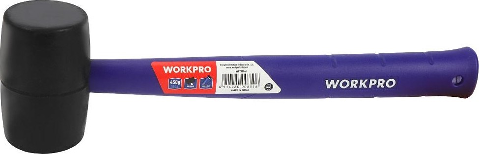 Киянка WORKPRO WP241041 450гр. резиновая с пластиковой рукояткой, черная - изображение 2