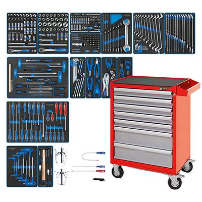 Набор инструментов KING TONY 934-100AMR в красной тележке, 204 предмета - изображение 6