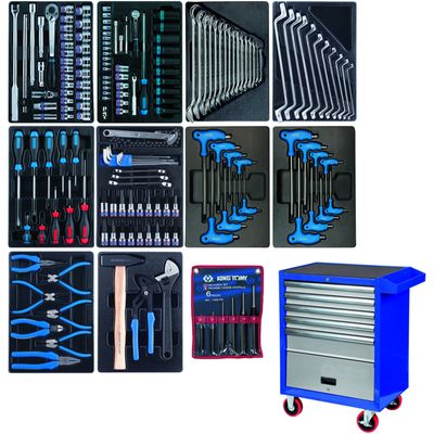 Набор инструментов KING TONY 934-100AMR в красной тележке, 204 предмета - изображение 8