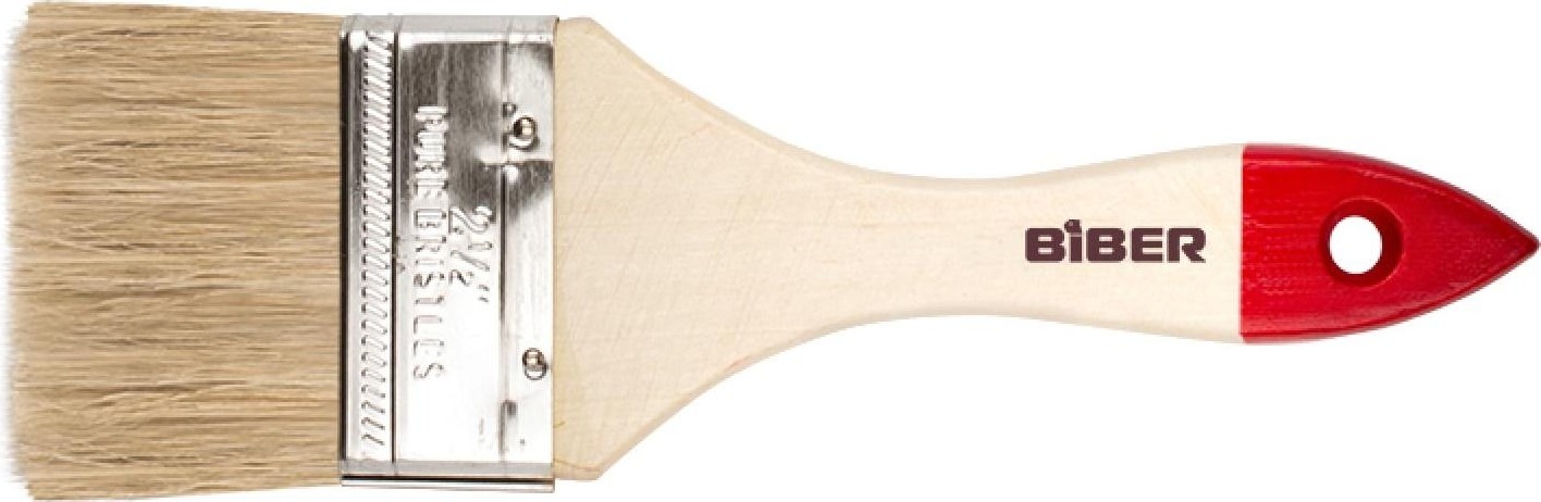 Кисть флейцевая Biber Эконом 31114 натур.щетина, дер. рукоятка, 63мм Тов-001969