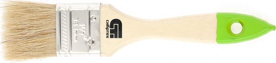 Кисть флейцевая СИБРТЕХ 36 мм плоская натуральная щетина, деревянная ручка 82262