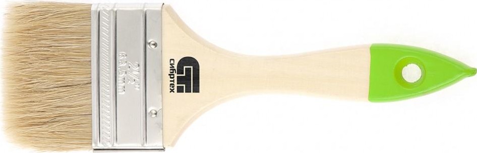 Кисть флейцевая СИБРТЕХ 63 мм плоская натуральная щетина, деревянная ручка 82264