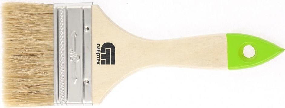 Кисть флейцевая СИБРТЕХ 75 мм плоская натуральная щетина, деревянная ручка 82265