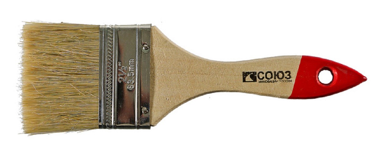 Кисть флейцевая СОЮЗ 9040-36-063С плоская standard 63мм, натуральная щетина, деревян 9040-36-063C - изображение 4