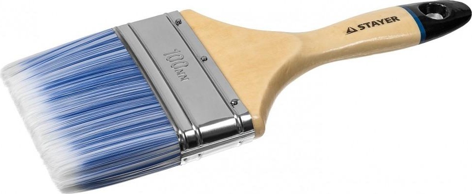 Кисть флейцевая STAYER EURO АQUA для ВД и акриловых ЛКМ, искусств щетина, деревян ручка, 100мм 01062-100