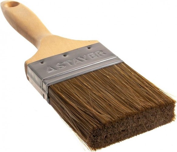 Кисть флейцевая STAYER LASUR-LUX плоская деревянная ручка, смешанная щетина, 75мм 01051-075 - изображение 3